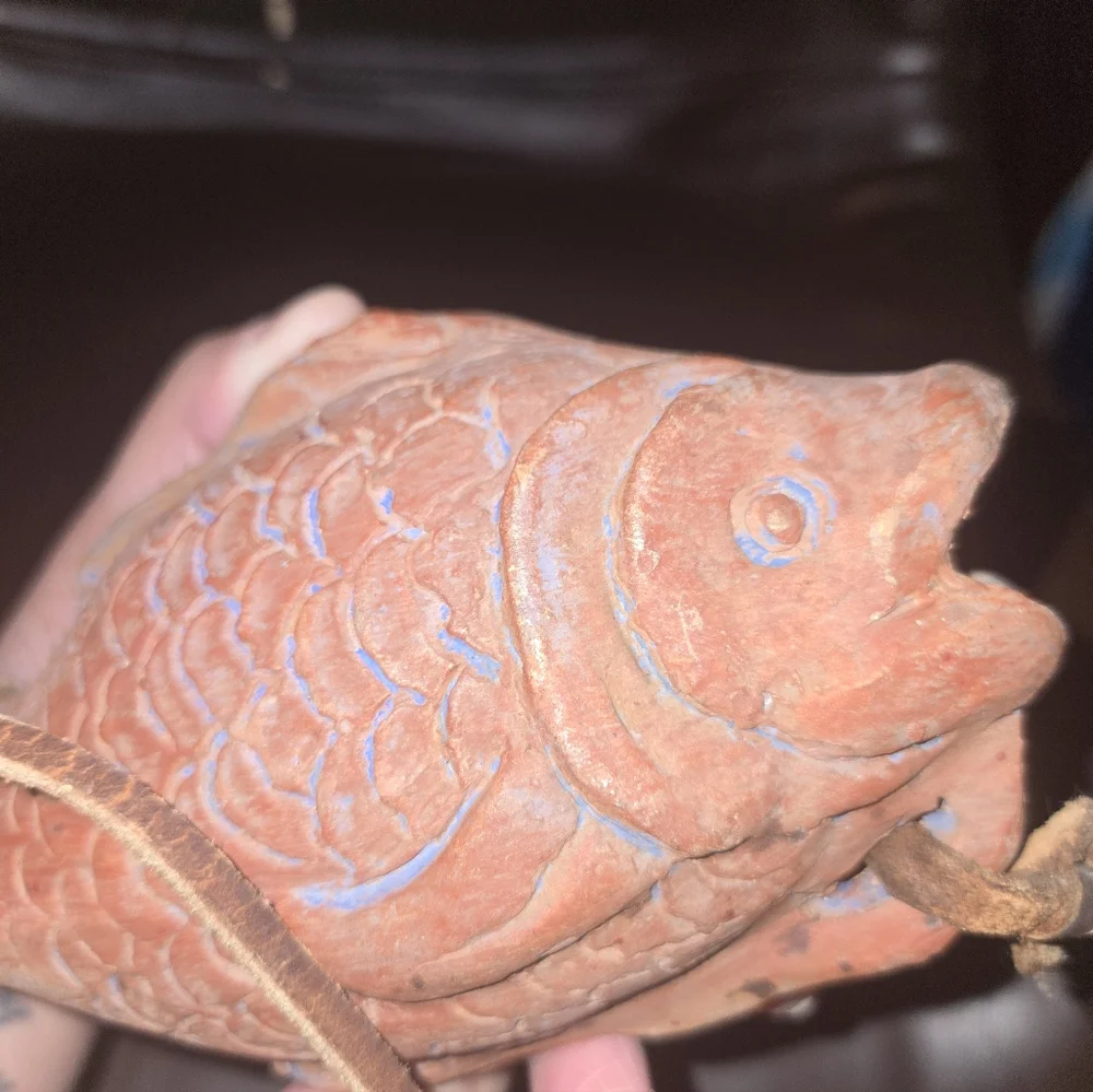 Vintage Terracotta Koi-Style Fish Sculpture – Handcrafted Hollow Clay Decor
